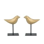 Artekko Animal Χρυσά Διακοσμητικά Επιτραπέζια Πουλιά Ρητίνης (16x6x20)cm 2pcs