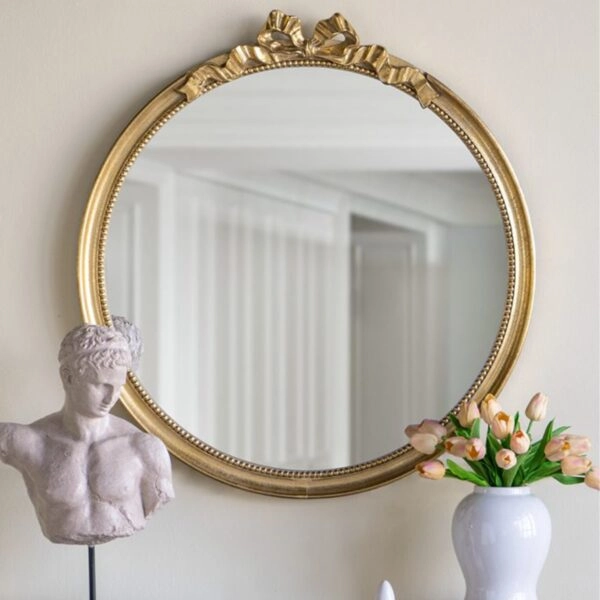 Artekko Dia Χρυσός Στρογγυλός MDF Καθρέπτης Τοίχου (76.3x4x81.5)cm