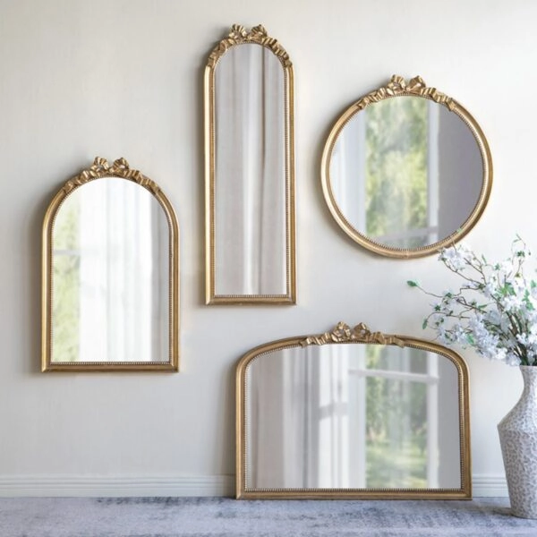 Artekko Dia Χρυσός Στρογγυλός MDF Καθρέπτης Τοίχου (76.3x4x81.5)cm