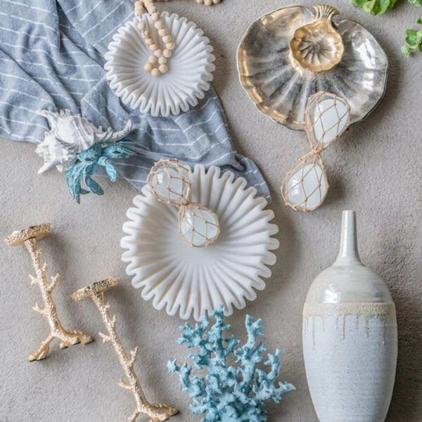 Artekko Coral Λευκό Διακοσμητικό Μπολ Ρητίνης (24.3x24.3x6.8)cm