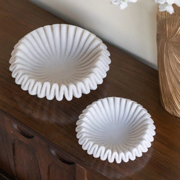 Artekko Coral Λευκό Διακοσμητικό Μπολ Ρητίνης (24.3x24.3x6.8)cm