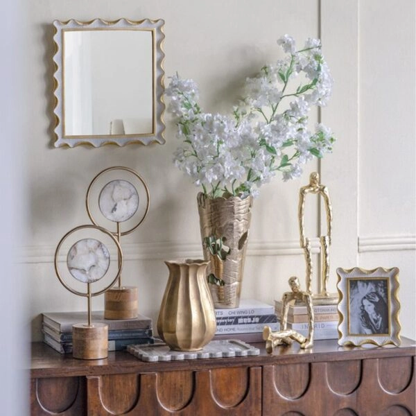 Artekko Frame Λευκός Καθρέπτης Ρητίνης με Χρυσές Λεπτομέρειες (36.2x2.2x40.5)cm