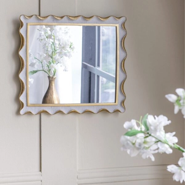 Artekko Frame Λευκός Καθρέπτης Ρητίνης με Χρυσές Λεπτομέρειες (36.2x2.2x40.5)cm