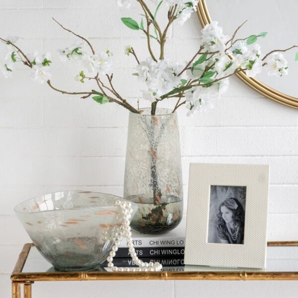 Artekko Twilight Γκρι Γυάλινο Διακοσμητικό Μπολ (30x22x15)cm