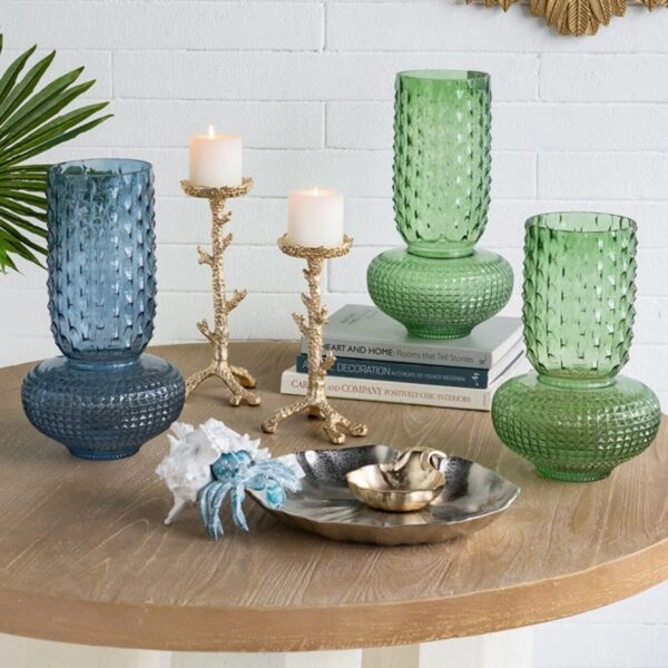 Artekko Glassy Πράσινο Γυάλινο Βάζο (21.5x21.5x32.6)cm