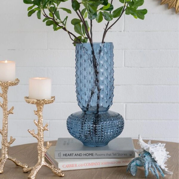 Artekko Glassy Μπλε Γυάλινο Βάζο (21.3x21.3x38.3)cm