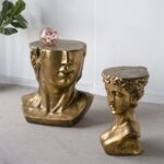 Artekko Statue Χρυσό Βοηθητικό Τραπέζι με Προτομή από Μαγνήσιο (35x34x50)cm