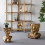 Artekko Statue Χρυσό Βοηθητικό Τραπέζι με Προτομή από Μαγνήσιο (35x34x50)cm