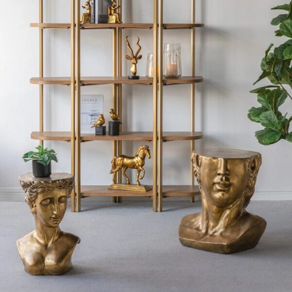 Artekko Statue Χρυσό Βοηθητικό Τραπέζι με Προτομή από Μαγνήσιο (35x34x50)cm