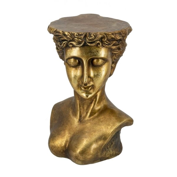 Artekko Statue Χρυσό Βοηθητικό Τραπέζι με Προτομή από Μαγνήσιο (35x34x50)cm