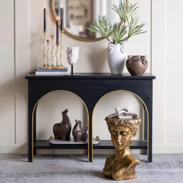 Artekko Statue Χρυσό Βοηθητικό Τραπέζι με Προτομή από Μαγνήσιο (35x34x50)cm