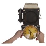 Κλειδοθήκη Τηλέφωνο 6 Θέσεων Με Ρολόι Μπρονζέ/Μαύρο Μέταλλο 26x35.5cm