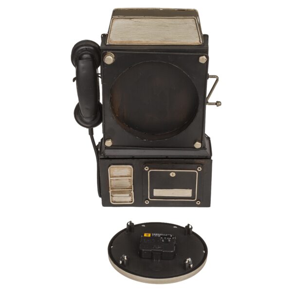 Κλειδοθήκη Τηλέφωνο 6 Θέσεων Με Ρολόι Μπρονζέ/Μαύρο Μέταλλο 26x35.5cm