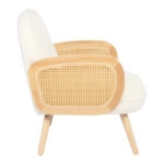 Πολυθρόνα Stedy  λευκό μπουκλέ ύφασμα με πόδι σε φυσική απόχρωση 78x64x82εκ