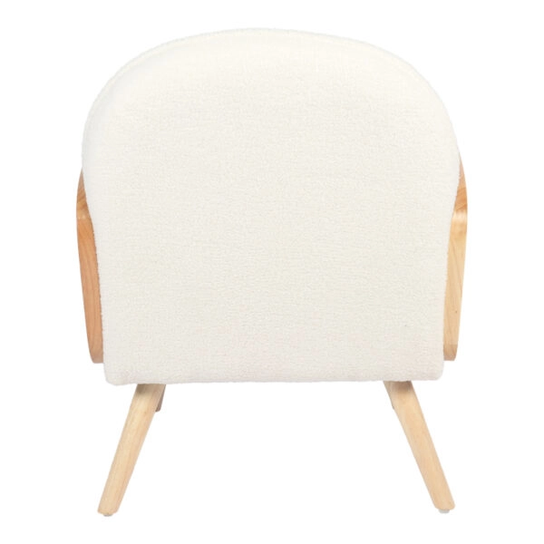 Πολυθρόνα Stedy  λευκό μπουκλέ ύφασμα με πόδι σε φυσική απόχρωση 78x64x82εκ