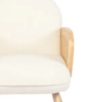 Πολυθρόνα Stedy  λευκό μπουκλέ ύφασμα με πόδι σε φυσική απόχρωση 78x64x82εκ