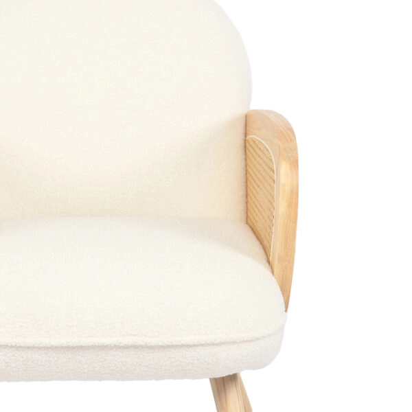 Πολυθρόνα Stedy  λευκό μπουκλέ ύφασμα με πόδι σε φυσική απόχρωση 78x64x82εκ