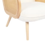 Πολυθρόνα Stedy  λευκό μπουκλέ ύφασμα με πόδι σε φυσική απόχρωση 78x64x82εκ