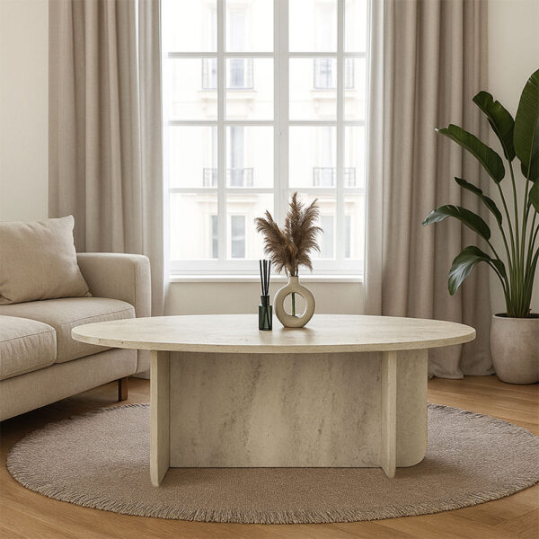 Τραπεζάκι σαλονιού Ravey Megapap χρώμα travertine 120x60x39,6εκ.