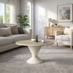 Τραπεζάκι σαλονιού Lepper Megapap χρώμα travertine - sandstone Ø75x39,8εκ.