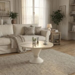 Τραπεζάκι σαλονιού Lepper Megapap χρώμα travertine - sandstone Ø75x39,8εκ.