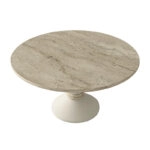 Τραπεζάκι σαλονιού Lepper Megapap χρώμα travertine - sandstone Ø75x39,8εκ.