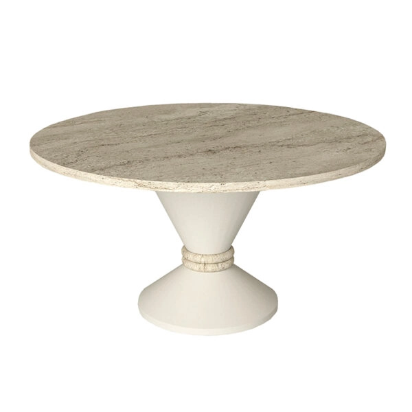 Τραπεζάκι σαλονιού Lepper Megapap χρώμα travertine - sandstone Ø75x39,8εκ.