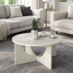 Τραπεζάκι σαλονιού Lemmar Megapap χρώμα sandstone Ø75x36,8εκ.