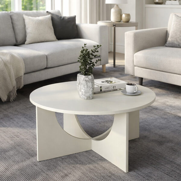 Τραπεζάκι σαλονιού Lemmar Megapap χρώμα sandstone Ø75x36,8εκ.