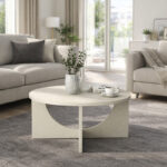 Τραπεζάκι σαλονιού Lemmar Megapap χρώμα sandstone Ø75x36,8εκ.