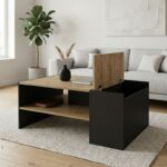 Τραπεζάκι σαλονιού Izia Megapap χρώμα sapphire oak - ανθρακί 110x60x45εκ.