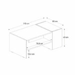 Τραπεζάκι σαλονιού Izia Megapap χρώμα sapphire oak - ανθρακί 110x60x45εκ.