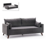 Καναπές - κρεβάτι Bella τριθέσιος υφασμάτινος χρώμα ανθρακί 208x81x85εκ.