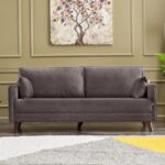 Καναπές - κρεβάτι Bella  τριθέσιος υφασμάτινος χρώμα καφέ 208x81x85εκ.