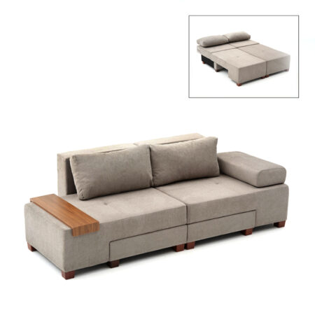 Καναπές - κρεβάτι πολυμορφικός Perenna Megapap τριθέσιος υφασμάτινος χρώμα γκρι 233x93x83εκ.