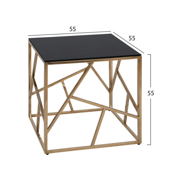 ΒΟΗΘΗΤΙΚΟ ΤΡΑΠΕΖΑΚΙ JANA ΜΕ ΜΑΥΡΟ ΓΥΑΛΙ ΚΑΙ ΕΠΙΧΡΥΣΗ ΒΑΣΗ 55X55Χ55Y EK.HM8619.01