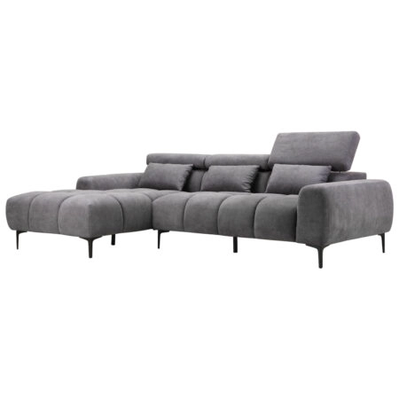 ΚΑΝΑΠΕΣ ΑΡΙΣΤΕΡΗ ΓΩΝΙΑ DIVYA HM3267.12L ΓΚΡΙ ΥΦΑΣΜΑ 264x175x99Υεκ.