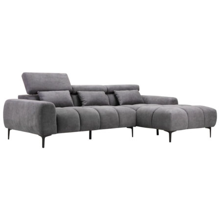 ΚΑΝΑΠΕΣ ΔΕΞΙΑ ΓΩΝΙΑ DIVYA HM3267.12R ΓΚΡΙ ΥΦΑΣΜΑ 264x175x99Υεκ.