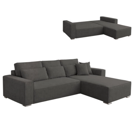 ΚΑΝΑΠΕΣ ΚΡΕΒΑΤΙ ΑΝΑΣΤΡΕΨΙΜH ΓΩΝΙΑ CORNERA HM3335.01 ΓΚΡΙ ΥΦΑΣΜΑ 269x155x89Yεκ