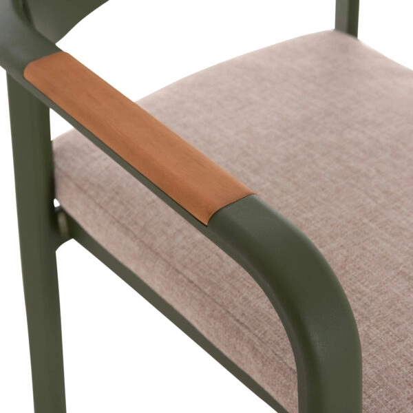 ΠΟΛΥΘΡΟΝΑ ΤΡΑΠΕΖΑΡΙΑΣ ELARA HM6414.06 ΠΡΑΣΙΝΟ ΑΛΟΥΜΙΝΙΟ-ΜΠΕΖ OLEFIN--TEAK 56x62x78Υεκ