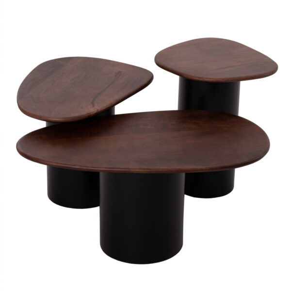 ΤΡΑΠΕΖΙA ΣΑΛΟΝΙΟΥ 3ΤΜΧ PEBBLES HM18004 MANGO TOP-ΜΕΤΑΛΛΙΚΕΣ ΜΑΥΡΕΣ ΒΑΣΕΙΣ