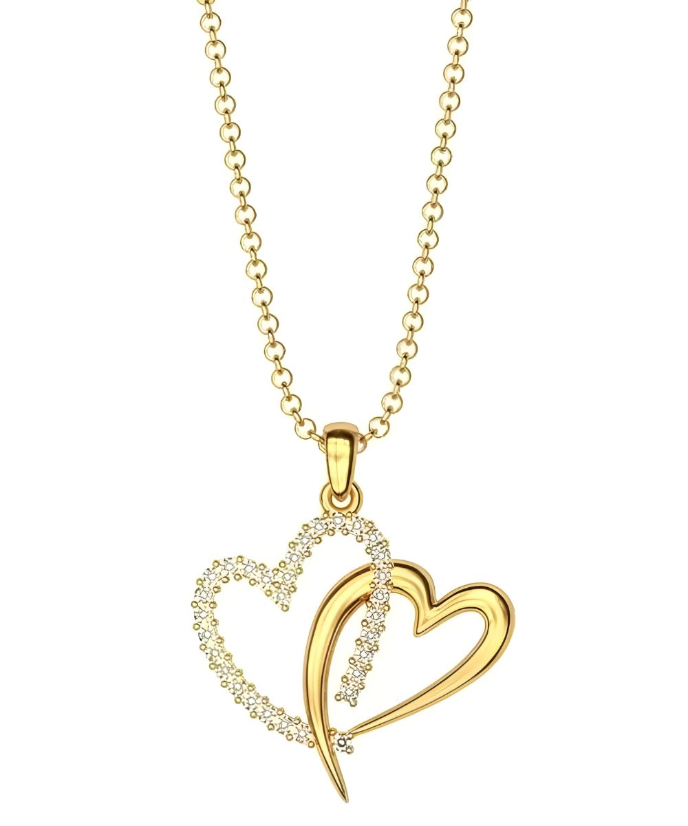 Κολιέ με καρδιές Swarovski απο ασήμι 925 επιχρυσωμένο