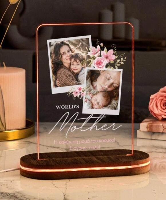 Φωτιστικό Led Προσωποποιημένο για μαμά Polaroid Flower