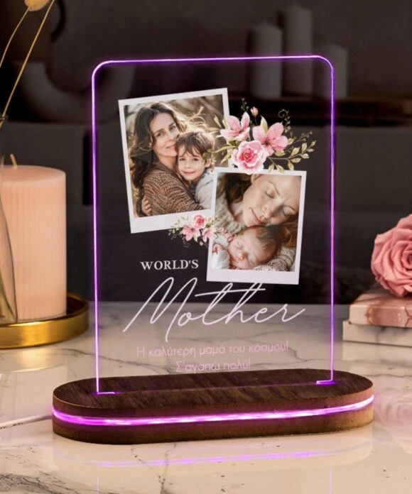 Φωτιστικό Led Προσωποποιημένο για μαμά Polaroid Flower