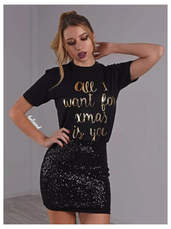 Χριστουγεννιάτικη Μπλούζα All I Want For Xmas Μαύρο