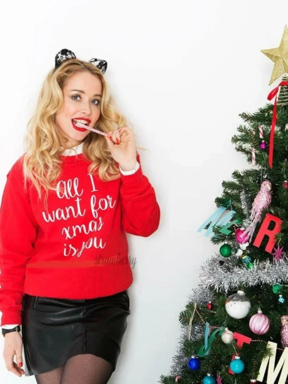 Χριστουγεννιάτικο Φούτερ All I Want For Xmas σε κόκκινο χρώμα