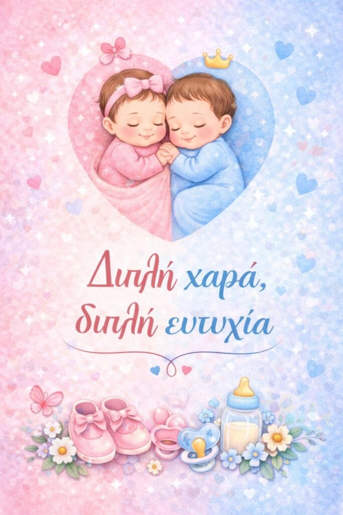 Ευχές για νεογέννητα δίδυμα, Διπλή χαρά, διπλή ευτυχία
