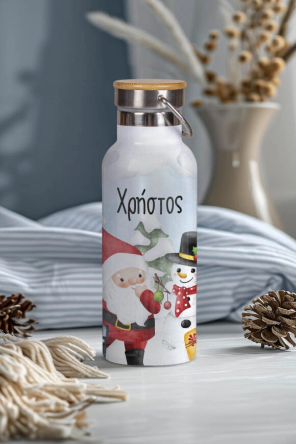 Χριστουγεννιάτικο Μπουκάλι Θερμός με όνομα Happy Santa