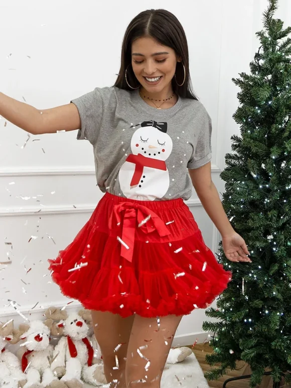 Χριστουγεννιάτικη Μπλούζα Mrs. Snowman σε γκρι χρώμα
