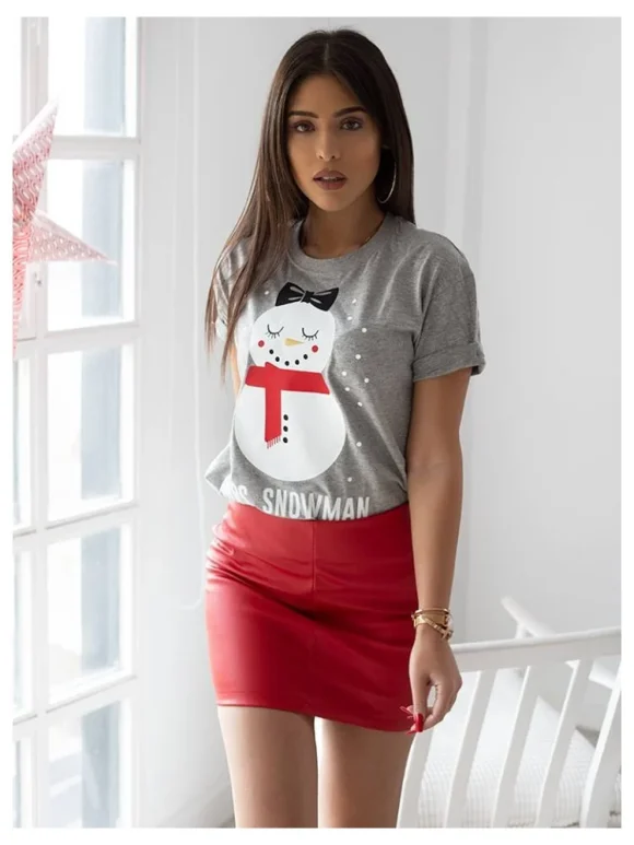 Χριστουγεννιάτικη Μπλούζα Mrs. Snowman σε γκρι χρώμα